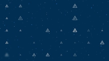 Poster - Template animation of evenly spaced wild animals road signs of different sizes and opacity. Animation of transparency and size. Seamless looped 4k animation on dark blue background with stars