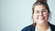 Beautiful Plus Size Swedish Woman, Modern Office Clothes. Smart, Confident, Smiling. Successful Business Person, Educated Professional. Equality, Diversity at Work, International Company, Career. 