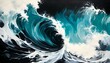 rough waves,abstract painting,art,荒々しい大波 抽象画 アート