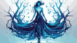 Fantasy woman trees spirit wanders woods in dark magi