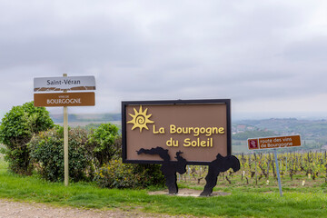 Canvas Print - Wine road near Saint-Veran and Macon, Burgundy, France