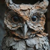 Fototapeta  - Captivating Owl Sculpture Imparting Ancient Wisdom through Mystical Gaze