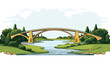 Illustration of twin cantilever bridges across