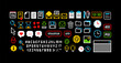 8-bit Game perfect pixel graphics icons Set 7. Pixel icons set of Office organizer items, folder, document, task, letter envelope. Retro Video Game art. Isolated vector
