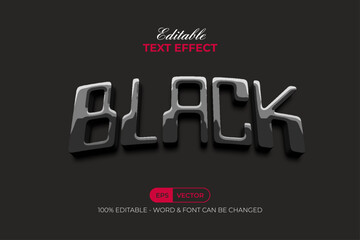 Poster - black shiny text effect 3d style. editable text effect vector.