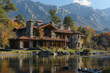 A grand house overlooking a picturesque lake