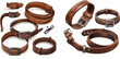 Strapping belt form leather, metallic accessory