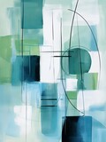 Fototapeta Natura - Abstract painting. Blue green Color graphics and collage. Painting in the interior. A modern poster