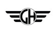 LH initial letter circle wings icon gaming logo design vector template. batman logo, sports logo, monogram, polygon, war game, symbol, playing logo, abstract, fighting, typography, minimal, wings logo