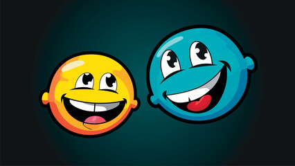 vector colored 3D balls emoticons two yellow and blue emotions