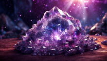Big Violet Purple  Amethyst Crystal Stone Like Esoteric Spiritual And Gem Stone Healing Concept 