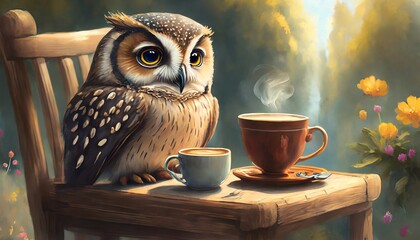 Poster - owl in a cup