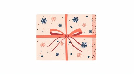 Wall Mural - Presented in a festive wrapping with string bow. Birthday gift package in paper. Wrapped packed surprise design in a rectangle shape. Flat modern illustration isolated on white background.