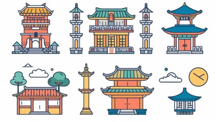 Poster - A handdrawn icon of a Korean cultural property. Illustration in a flat design style.