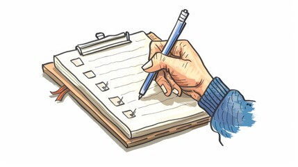 Poster - An illustration of a hand writing a to-do list in a notebook in a hand drawn style.