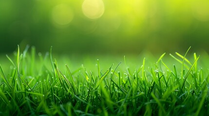 Lush Green Grass with Morning Dew