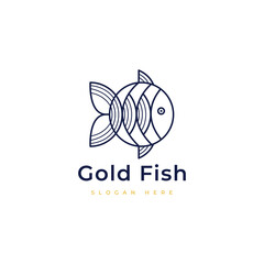 goldfish animal water logo design graphic vector