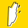 Belize country simplified map. White silhouette with thick black contour on yellow background. Simple vector icon