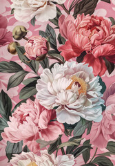  the pattern of large garden peonies