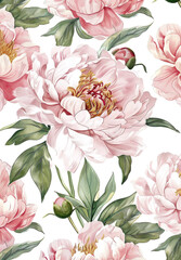 Wall Mural - the pattern of large garden peonies