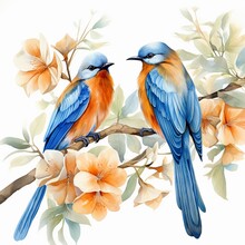 Watercolor Bird Of Paradise Clipart Featuring Exotic Orange And Blue Flowers