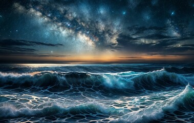 Wall Mural - Seascape with beautiful waves