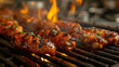 Chicken wings on hot grill. Spicy chicken wings. BBQ.