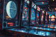 © alex - a vibrant pinball machine with sci-fi theming, highlighted by neon lights