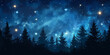 Starry sky  with trees background, banner