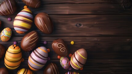 Wall Mural - easter eggs chocolate background