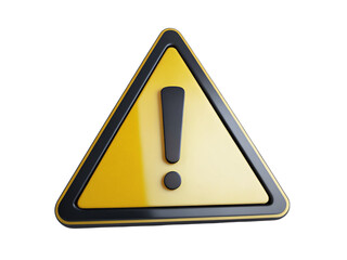 3d rendering of a triangle warning sign isolated on a transparent background.