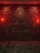Room with brick wall and red lights background