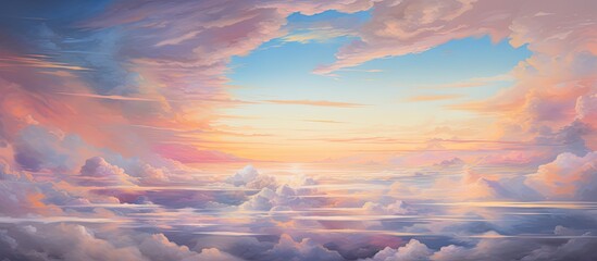 Wall Mural - the suns rays are breaking through the cumulus clouds in the sky, creating a beautiful afterglow dur