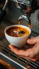 Espresso machine pouring espresso