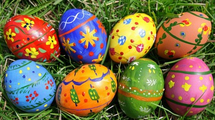 Sticker - Easter concept and colors. Holiday background with Easter Eggs