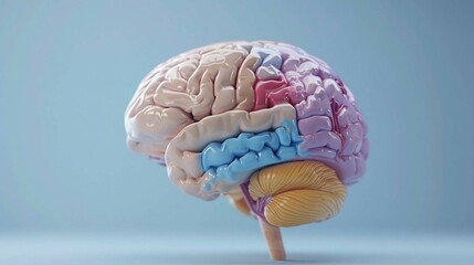 anatomical brain isolated on blue background. 3d human brain .
