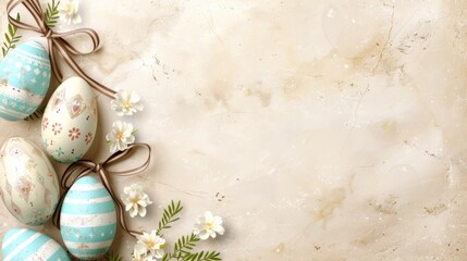 Fototapete - Easter concept and colors. Holiday background with Easter Eggs