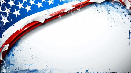 Fototapete - Craft a patriotic illustration for a Fourth of July greeting card, featuring an American flag waving proudly against