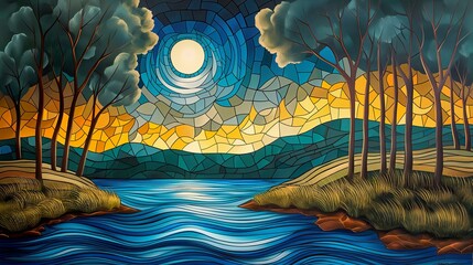 Poster - tropical island at night