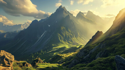 Wall Mural - Mountain Sunset and Sunrise: Stunning panoramas that capture the beauty of the Alpine landscape.