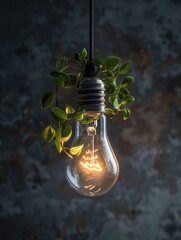 Wall Mural - A light bulb with a plant growing out of it