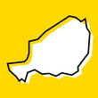 Niger country simplified map. White silhouette with thick black contour on yellow background. Simple vector icon