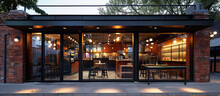 Design Exterior Modern Cozy Cafe With Red Brick Concept
