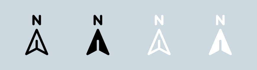 Poster - Compass icon set in black and white. Exploration signs vector illustration.