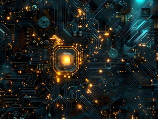 Poster - Abstract Techno Circuitry Digital Futuristic Background Design Concept Illustration