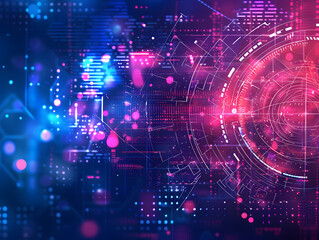 Poster - Abstract Fusion of Art and Technology in Vibrant Digital Background