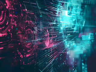 Poster - Abstract Cybersecurity Evolution Concept Digital Technology Matrix Background.