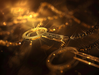 Fototapete - Abstract Encryption Key Elegance: Intricate Tech Digital Artwork Gradient Background
