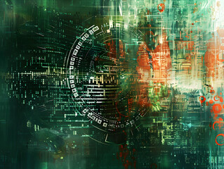 Poster - Abstract Network Security Concept Cyber Defense Technology Background