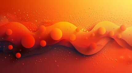 Sticker - An abstract orange background with circular shapes and a halftone composition. Modern illustration.